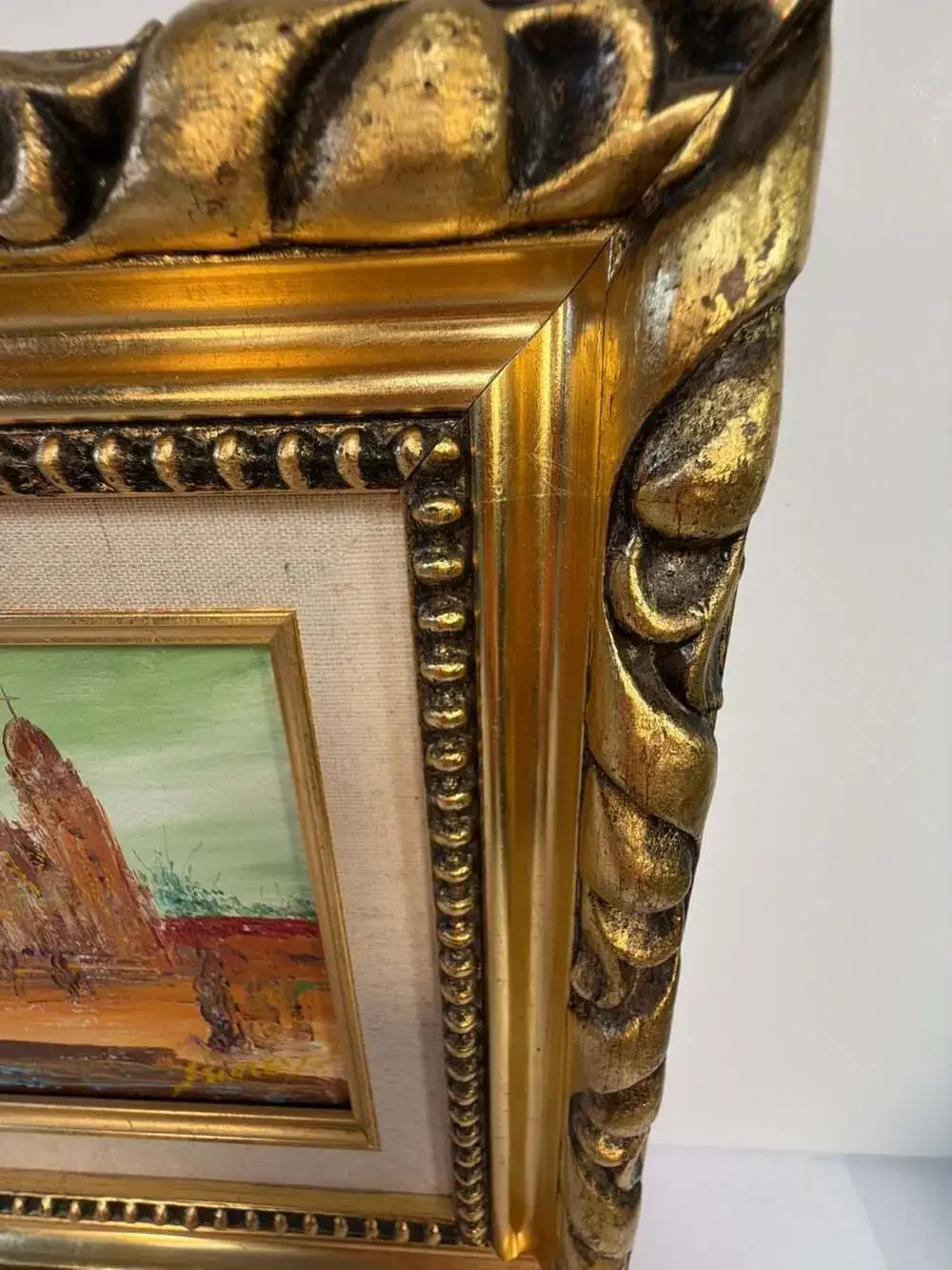 Vintage RC Stanley Signed Oil Painting on Canvas Cathedral Scene